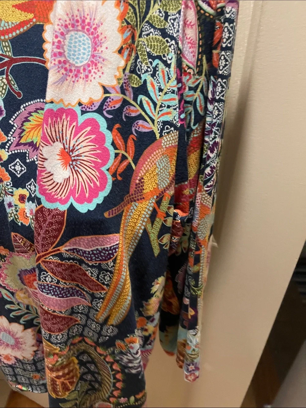 Vibrant Floral V-Neck Tunic in Navy and Multicolor - Picture 3 of 4